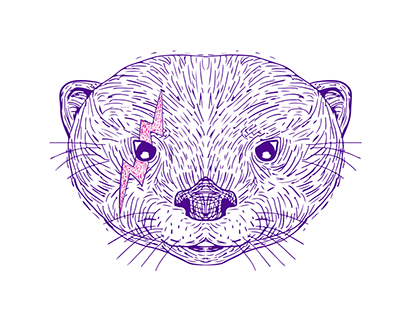 Otter Head Lightning Bolt Drawing