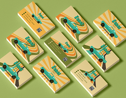 Business card for taxi service Retro