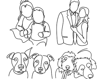 Pet/person One line drawing