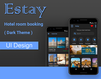 Hotel Room booking App - UI design (Dark theme)