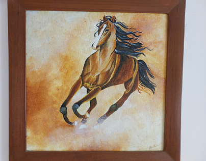 Running Horse on Canvas
