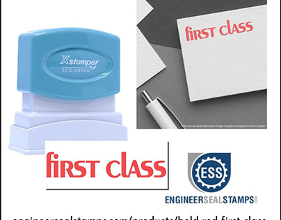 Bold Red First Class Xstamper Stamp
