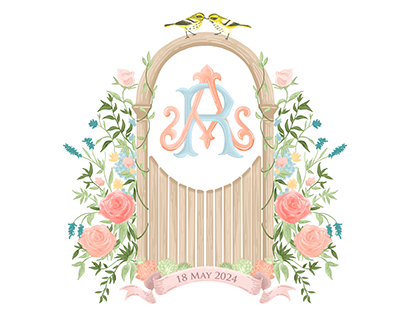 Watercolor style Wedding Crest