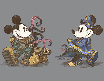 20,000 Leagues Standing Mickey and Minnie