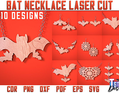 Bat Necklace Laser Cut SVG | Bat Accessories Laser Cut