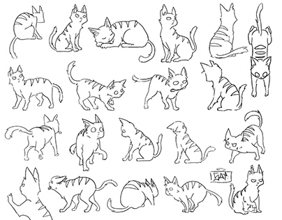 Cat animation key poses