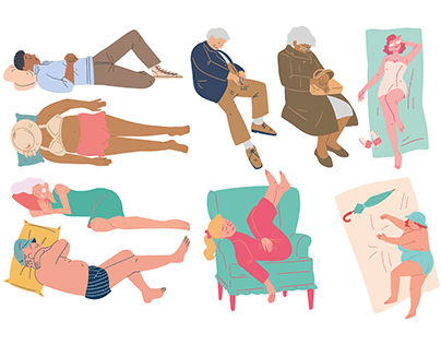 Hand Drawn Resting People Illustration
