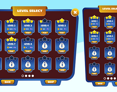 Levels selection game ui