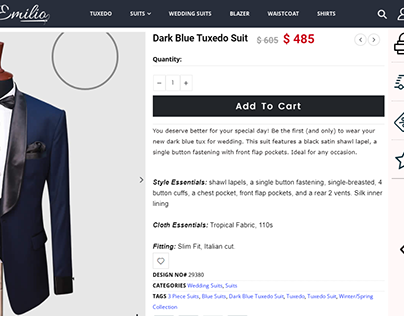 Dark Blue Tuxedo Suit UI