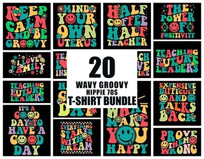 WAVY GROOVY HIPPIE 70S VINTAGE T-SHIRT BUNDLE