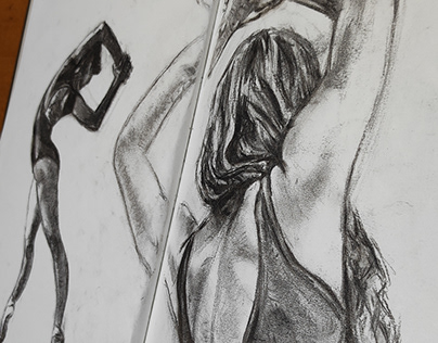 Ballerinas charcoal drawings on Fabriano sketchbook