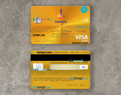 Netherlands Rabobank visa gold card template