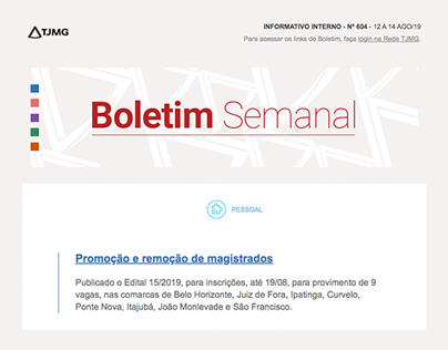 Redesign de Newsletter - Boletim Semanal TJMG