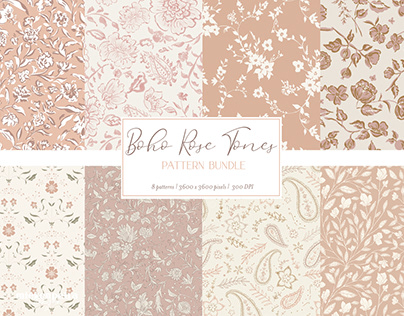 Boho Rose Tones Pattern Collection