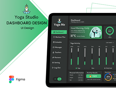 Dashboard design for yoga studio ( web application)