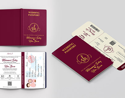 Wedding card passport design