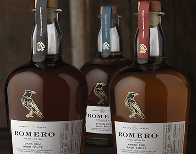 Romero Distilling Co. Rum Packaging Design & Logo