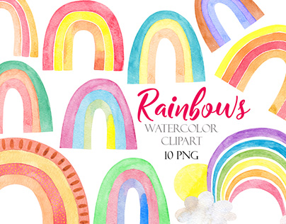 Simple Watercolor Rainbow Clipart