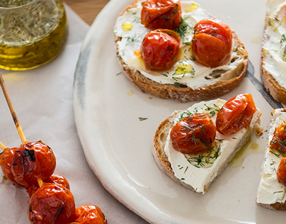 Cream Cheese and Roasted Cherry Tomatoes - Food Styling
