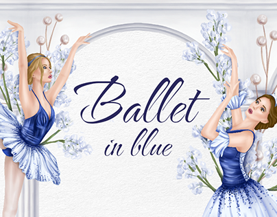Ballet in blue | Clipart set
