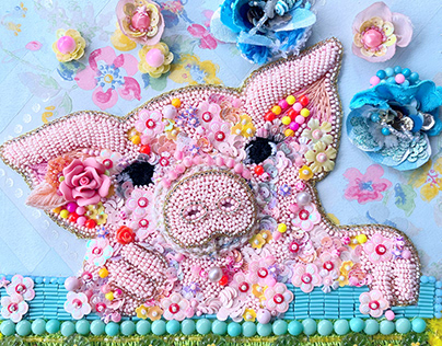 "Petit cochon" Embroidery art