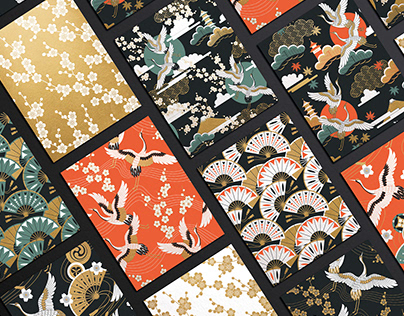 Collection of Japanese seamless patterns.
