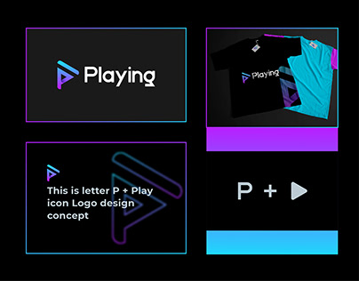 Letter P + Play icon Logo mark