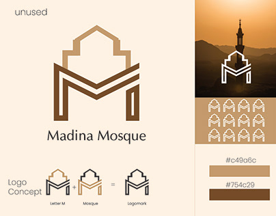 Mosque Logo, Letter M+ Masjid