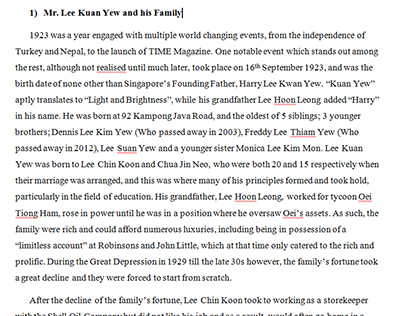 Timeline of Lee Kuan Yew for a 2015 Exhibition