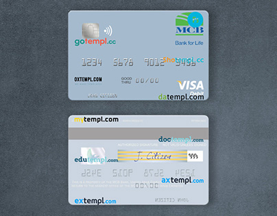 United Arab Emirates MCB Bank visa debit card template