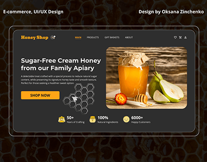 E-commerce, UI/UX design, online Honey shop