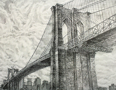 Hand drawn illustration The Brooklyn Bridge