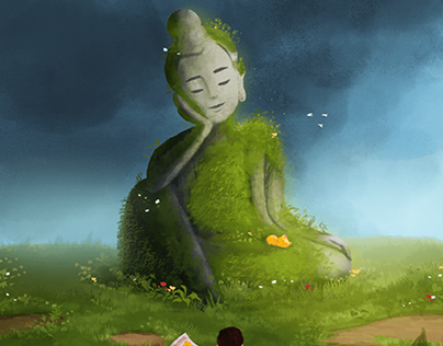 Zen Cat: Finding Serenity on the Buddha Statue