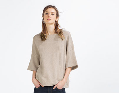 ZARA WOMAN- spring 2016- sweater- SWEATSHIRT C/ CORTES