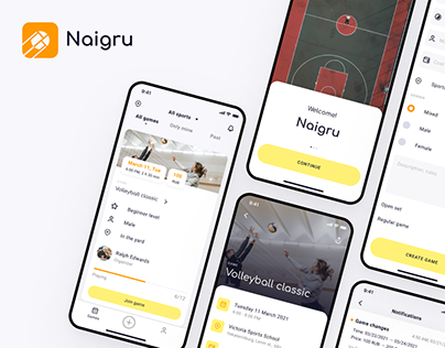 Naigru UX/UI design, Mobile App