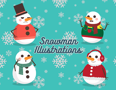 Snowman - 4 Vector Illustrations
