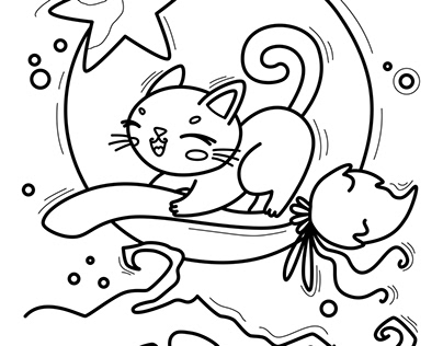 Children’s coloring pages “Magic cat and pumpkins”