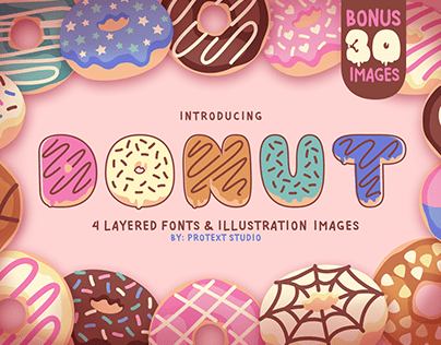 Donut Layered Font & Illustration Images