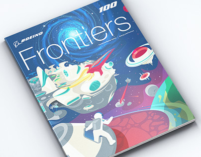 Boeing Frontiers Centennial Issue Cover Illustration