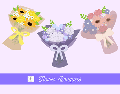 Flower Bouquets - 3 Vector Illustrations