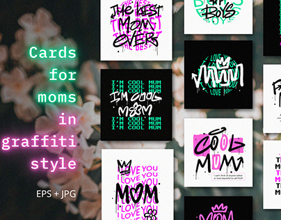 Cards for moms in graffiti style