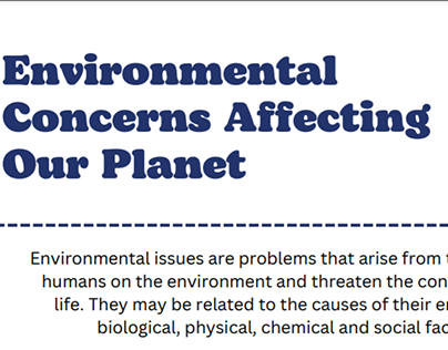 Environmental Concerns Affecting Our Planet