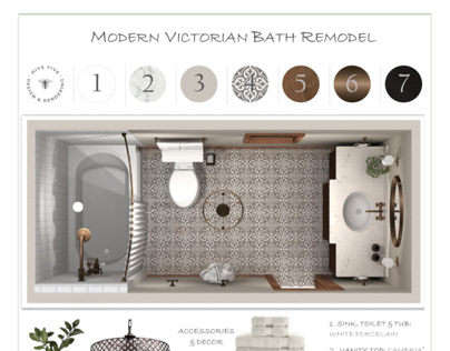 Modern Victorian Bath Update Concept Board