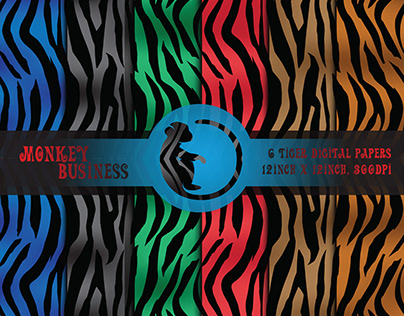 Digital paper pack, 6 Tigerprint patterns