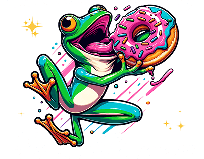 Halftone Pink Frog Art Donut Worry Be Hoppy Cute Frog
