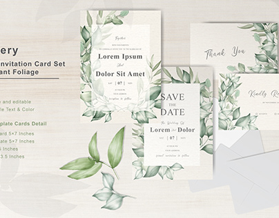 Wedding Invitation Card Set With Elegant Foliage