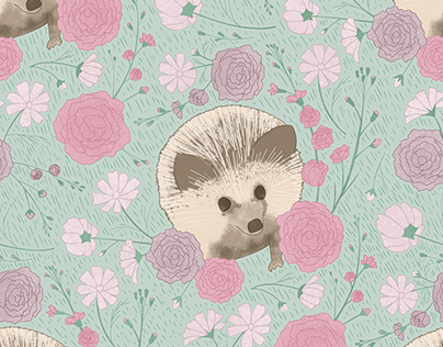 Hedgehogs and Peonies Pattern Collection