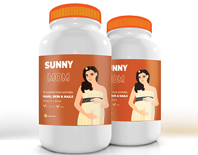 Prenatal vitamin packaging design (cartoon style)