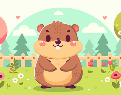 Happy Groundhog Day Greeting Card Illustration