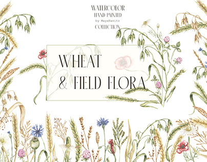 Watercolor Wheat & Field Flora Collection